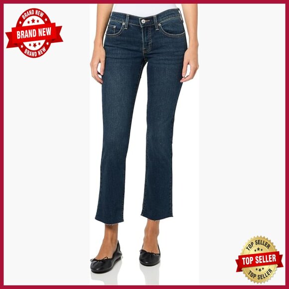 Mid Rise Straight Leg Crop Jeans 93% Cotton Wear to Work Pants